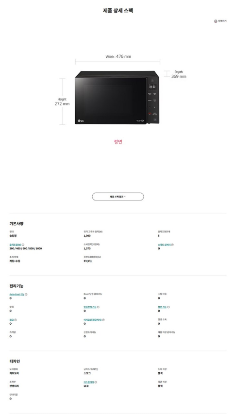 LG전자 터치식 23L 전자레인지 MW23BD 이미지 5